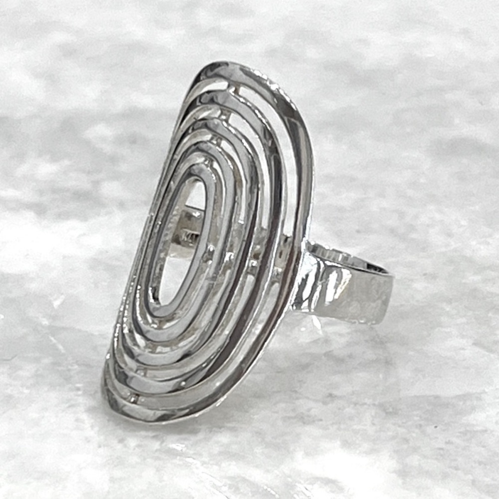 Sterling Silver Concentric Circle Ring Sz 8 - Picture 4 of 10